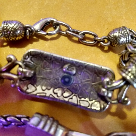 16" Links & Station Silvertone Necklace & Bracelet - Picture 6 of 6